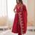 Maroon silk blend embroidered anarkali set