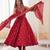 Maroon silk blend embroidered anarkali set