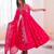 Pink silk blend embroidered anarkali set