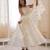 Off white silk blend embroidered anarkali set