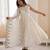 Off white silk blend embroidered anarkali set