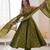 Dark green silk blend embroidered anarkali set