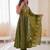 Dark green silk blend embroidered anarkali set