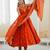 Orange silk blend embroidered anarkali set