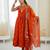 Orange silk blend embroidered anarkali set