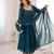 Teal blue georgette embroidered anarkali set