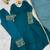 Teal blue georgette embroidered anarkali set