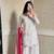 White crepe embroidered palazzo set