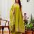 Green silk blend embroidered palazzo set