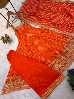 Orange silk blend embroidered palazzo set 4