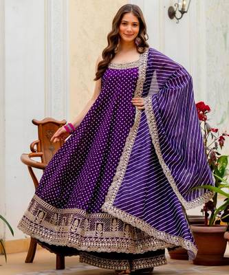 Purple silk blend embroidered palazzo set 2