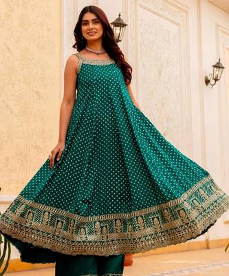 Teal silk blend embroidered palazzo set 2