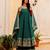 Teal silk blend embroidered palazzo set