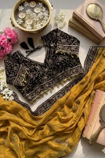 Mehandi Green Color Embroidery And Sequence Work Silk Blend Saree