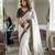 White Color Embroidery And Sequence Work Silk Blend Saree