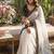 White Color Embroidery And Sequence Work Silk Blend Saree