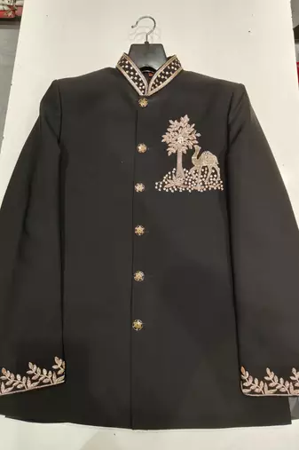 Black color camel bids embroidery jodhpuri for men