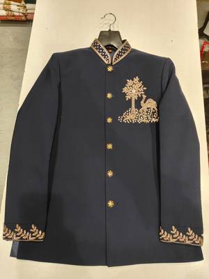Blue color camel bids embroidery jodhpuri for men 3