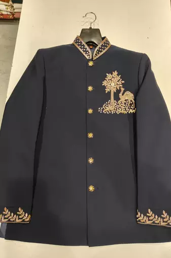 Blue color camel bids embroidery jodhpuri for men