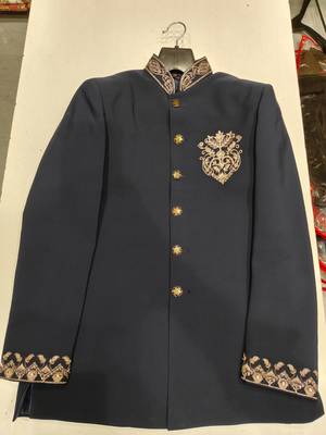 Navy blue color bids embroidery jodhpuri for men | premium designer bandhgala ethnic wear 3