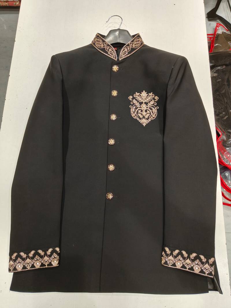 Black color bids embroidery jodhpuri for men