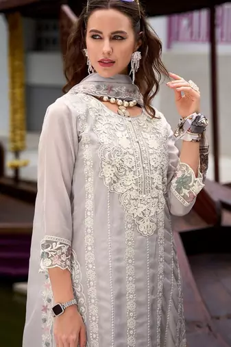 Women Ethnic Motifs Embroidered Regular Thread Work Kurta with Trousers & With Dupatta