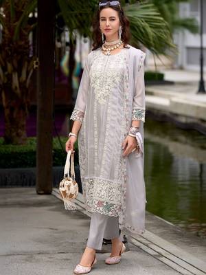 Women Ethnic Motifs Embroidered Regular Thread Work Kurta with Trousers & With Dupatta 6