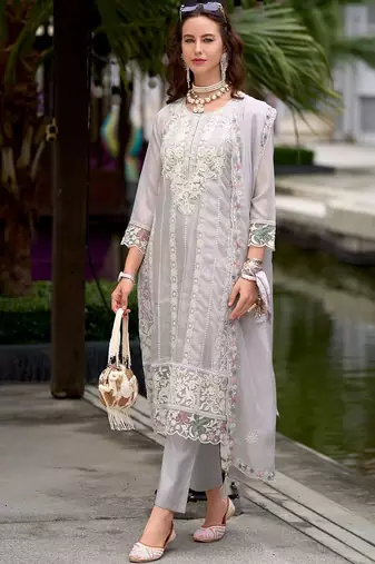Women Ethnic Motifs Embroidered Regular Thread Work Kurta with Trousers & With Dupatta