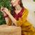 Women Animal Printed Empire Thread Work Pure Cotton Kurta with Trousers