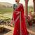 Red Color embroidery And sequence work  Satin Saree