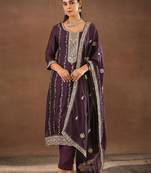 Women Ethnic Motifs Embroidered Regular Thread Work Kurta with Trousers & With Dupatta