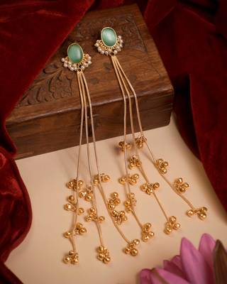 Gold Plated Long Chain Tassel Earrings for Women 1