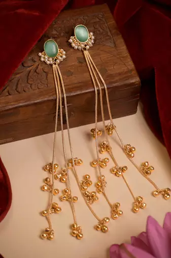 Gold Plated Long Chain Tassel Earrings for Women