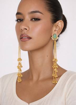 Gold Plated Long Chain Tassel Earrings for Women 2