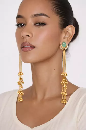 Gold Plated Long Chain Tassel Earrings for Women
