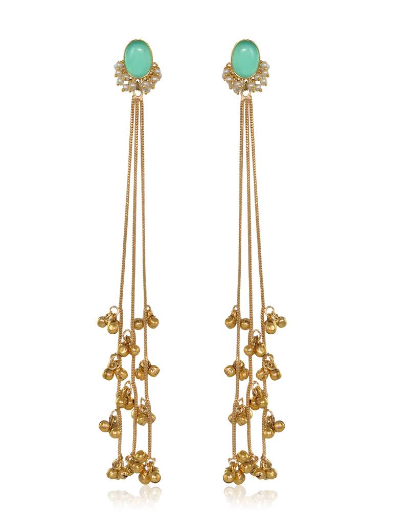Gold Plated Long Chain Tassel Earrings for Women