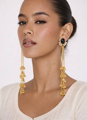 Gold Plated Long Chain Tassel Earrings for Women 2