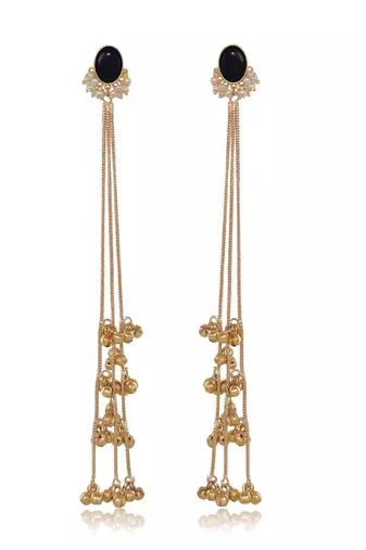 Gold Plated Long Chain Tassel Earrings for Women