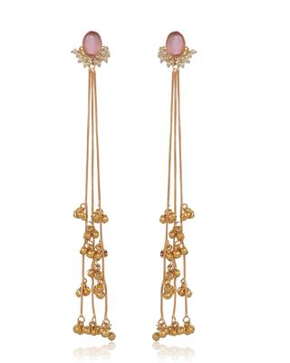 Gold Plated Long Chain Tassel Earrings for Women 3