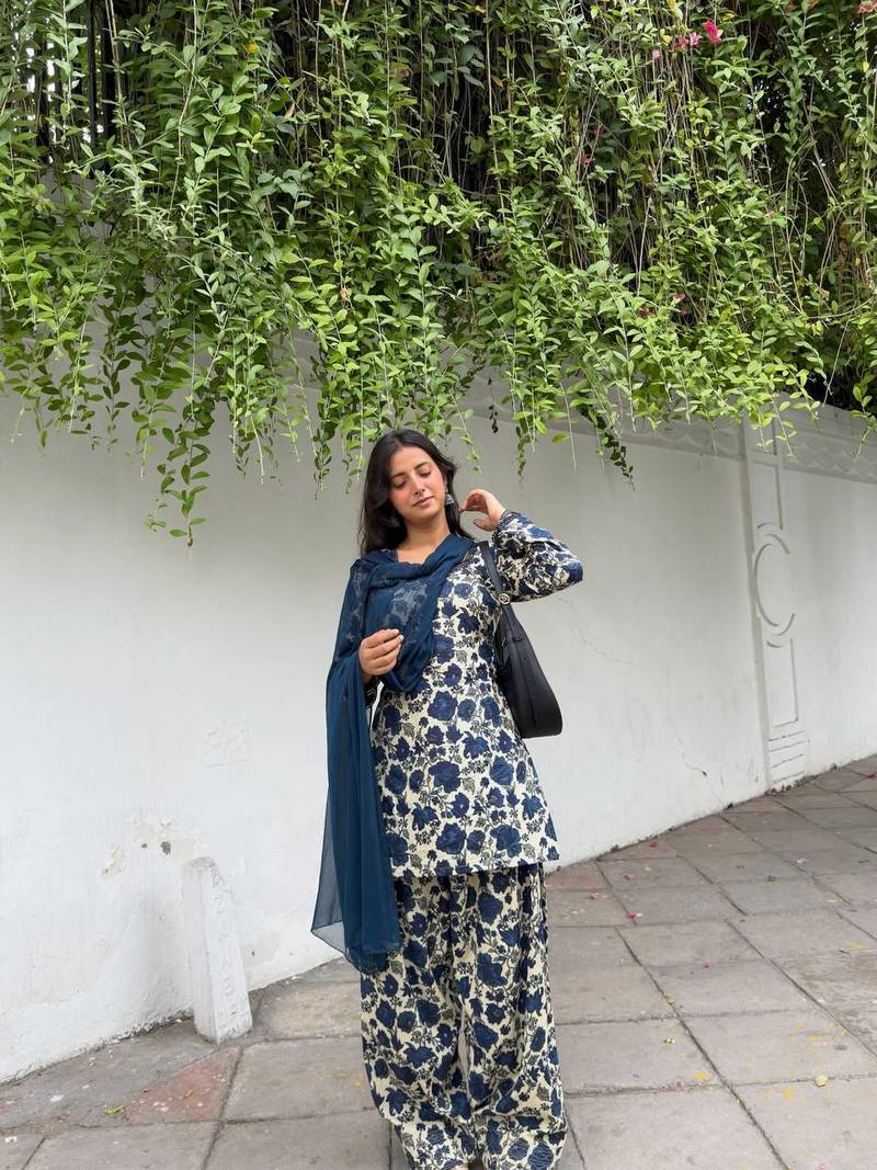 Neavy Blue Color Printed Work Cotton Salwar Suit