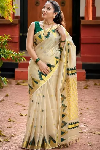 Woven Design Zari Tissue Designer Kasavu Saree