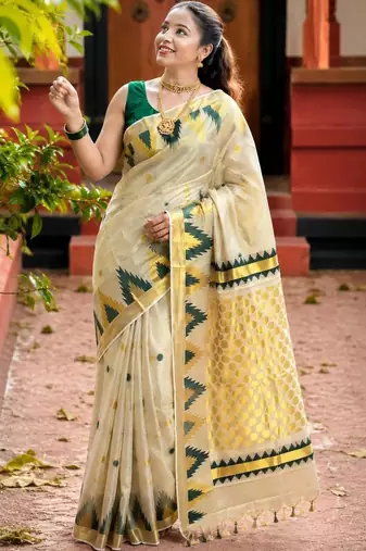 Woven Design Zari Tissue Designer Kasavu Saree