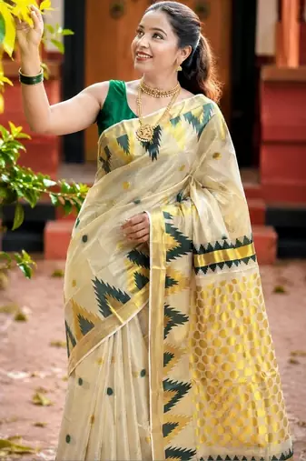 Woven Design Zari Tissue Designer Kasavu Saree