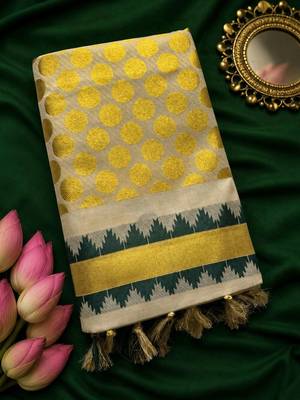 Woven Design Zari Tissue Designer Kasavu Saree 4