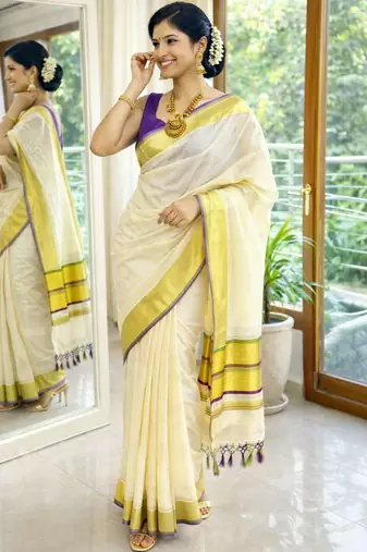 Woven Design Kasavu Saree