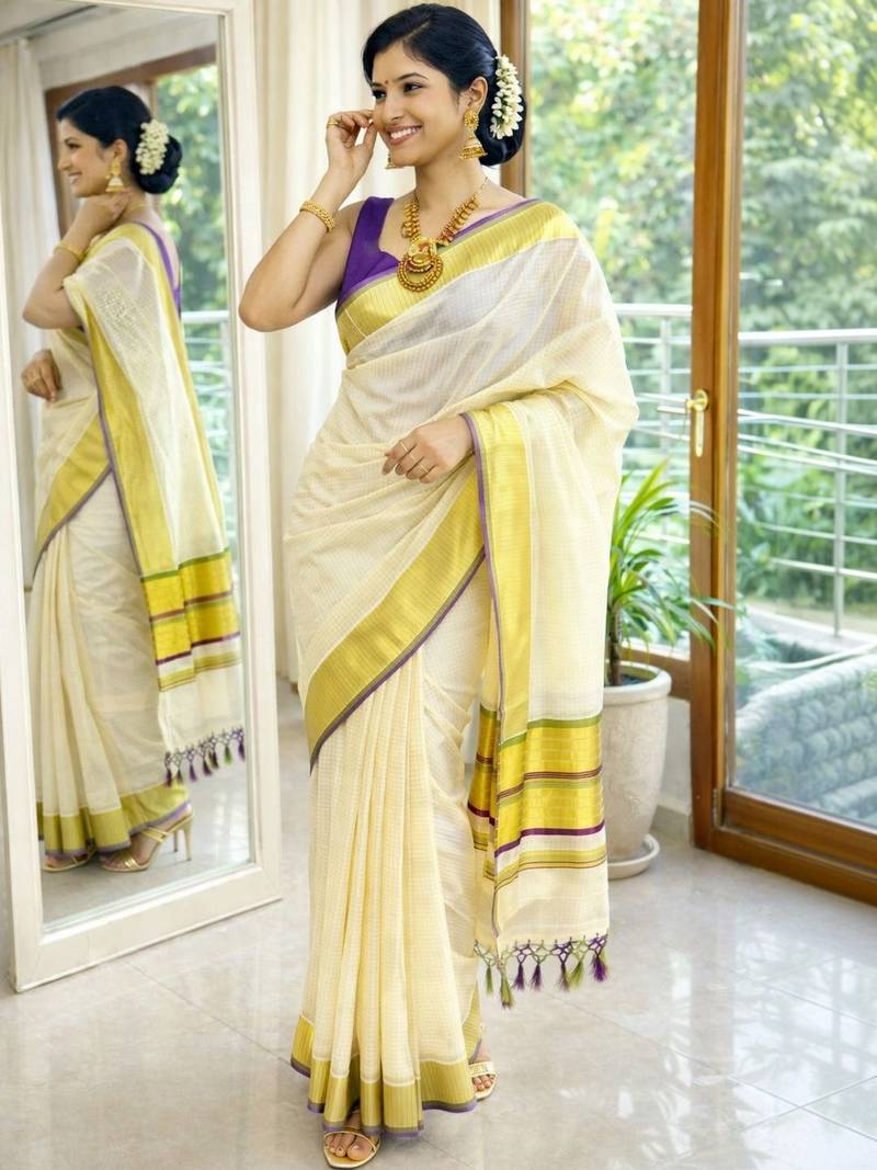 Woven Design Kasavu Saree