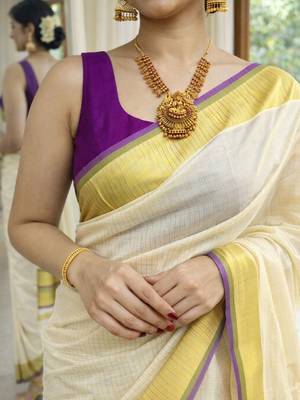 Woven Design Kasavu Saree 2