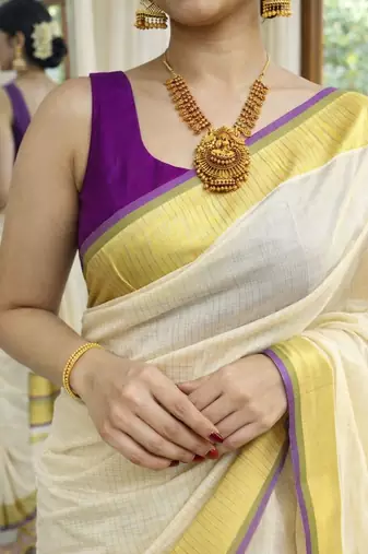 Woven Design Kasavu Saree