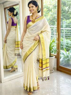 Woven Design Kasavu Saree 3