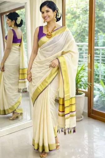Woven Design Kasavu Saree
